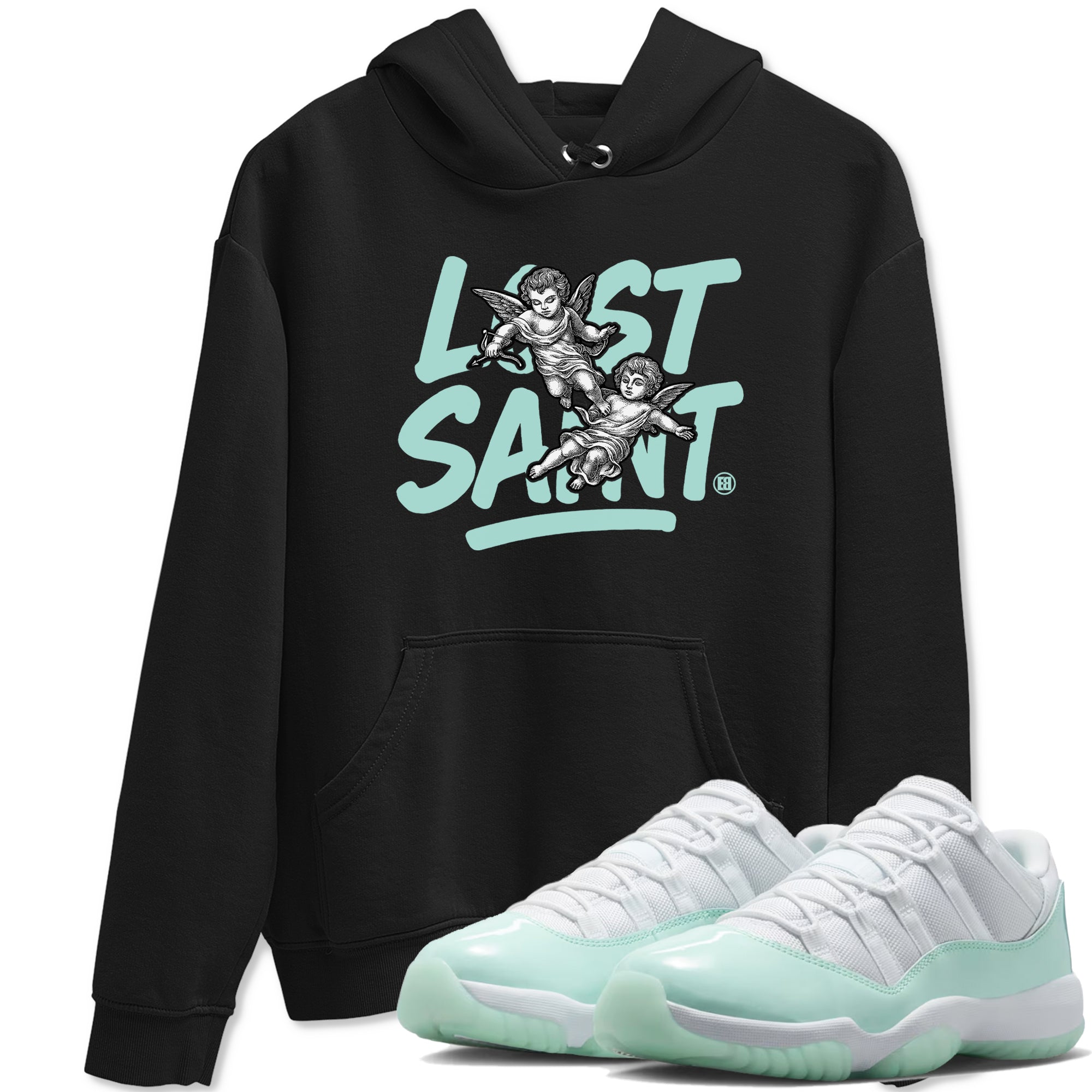 Lost Saint sneaker match t-shirt styled to complete your fit with the Air Jordan 11 Igloo sneakers, shown in Black 1.