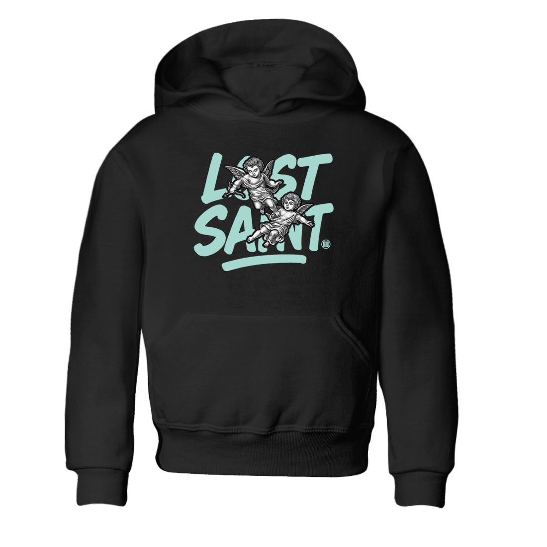 Lost Saint baby and kids t-shirt crafted for little sneakerheads to shine with the Air Jordan 11 Igloo sneakers, displayed in Black 2.