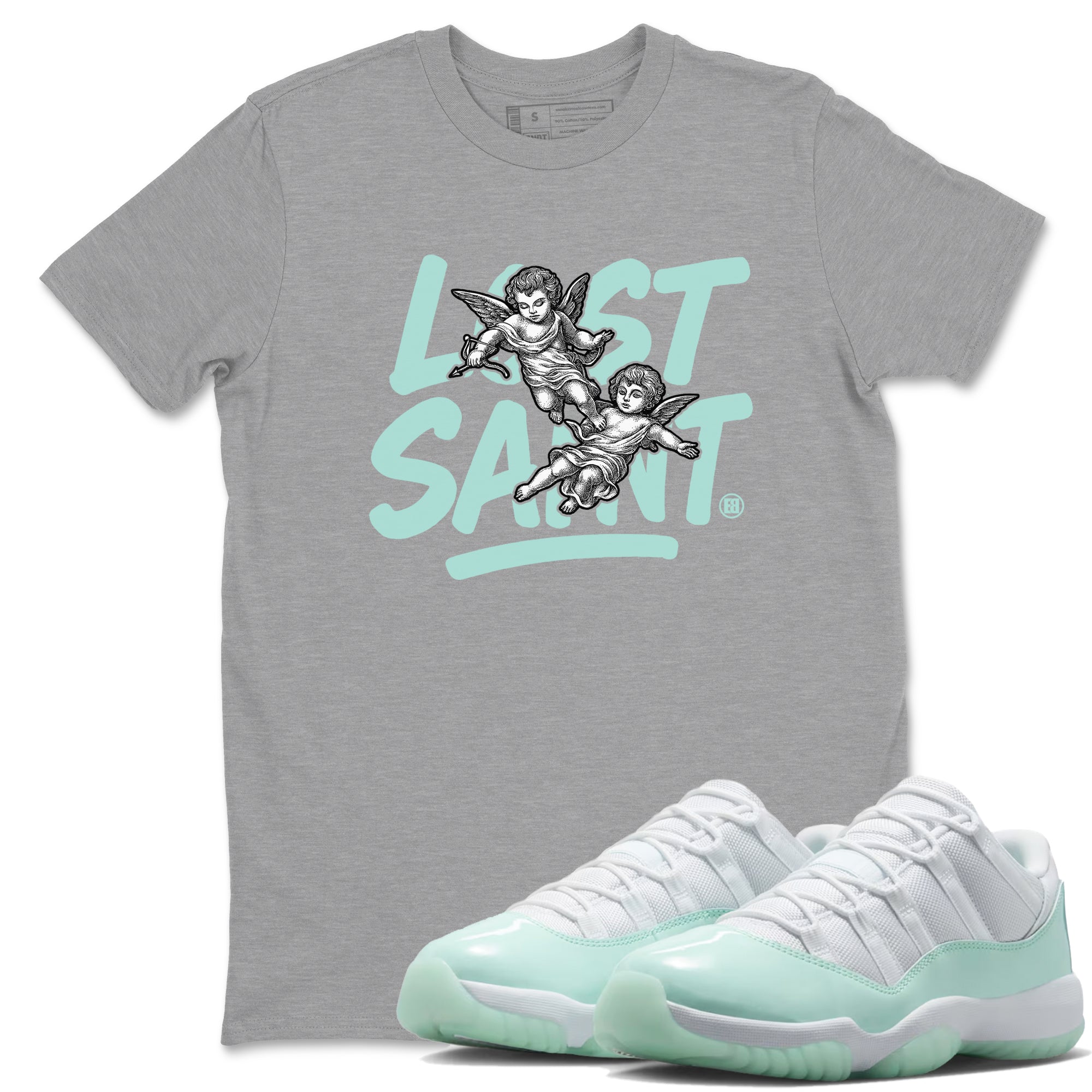 Lost Saint sneaker match t-shirt styled to complete your fit with the Air Jordan 11 Igloo sneakers, shown in Heather Grey 1.