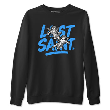 Lost Saint sneaker match t-shirt styled to complete your fit with the Air Jordan 12 White and University Blue sneakers, shown in Black 2.