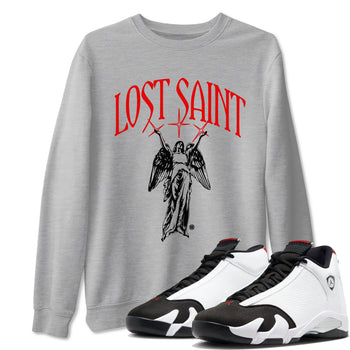 14s Black Toe shirts to match jordans Lost Saint graphic tees Air Jordan 14 Black Toe t shirts to match sneakers SNRT Sneaker Tees unisex cotton Heather Grey 1 shirts