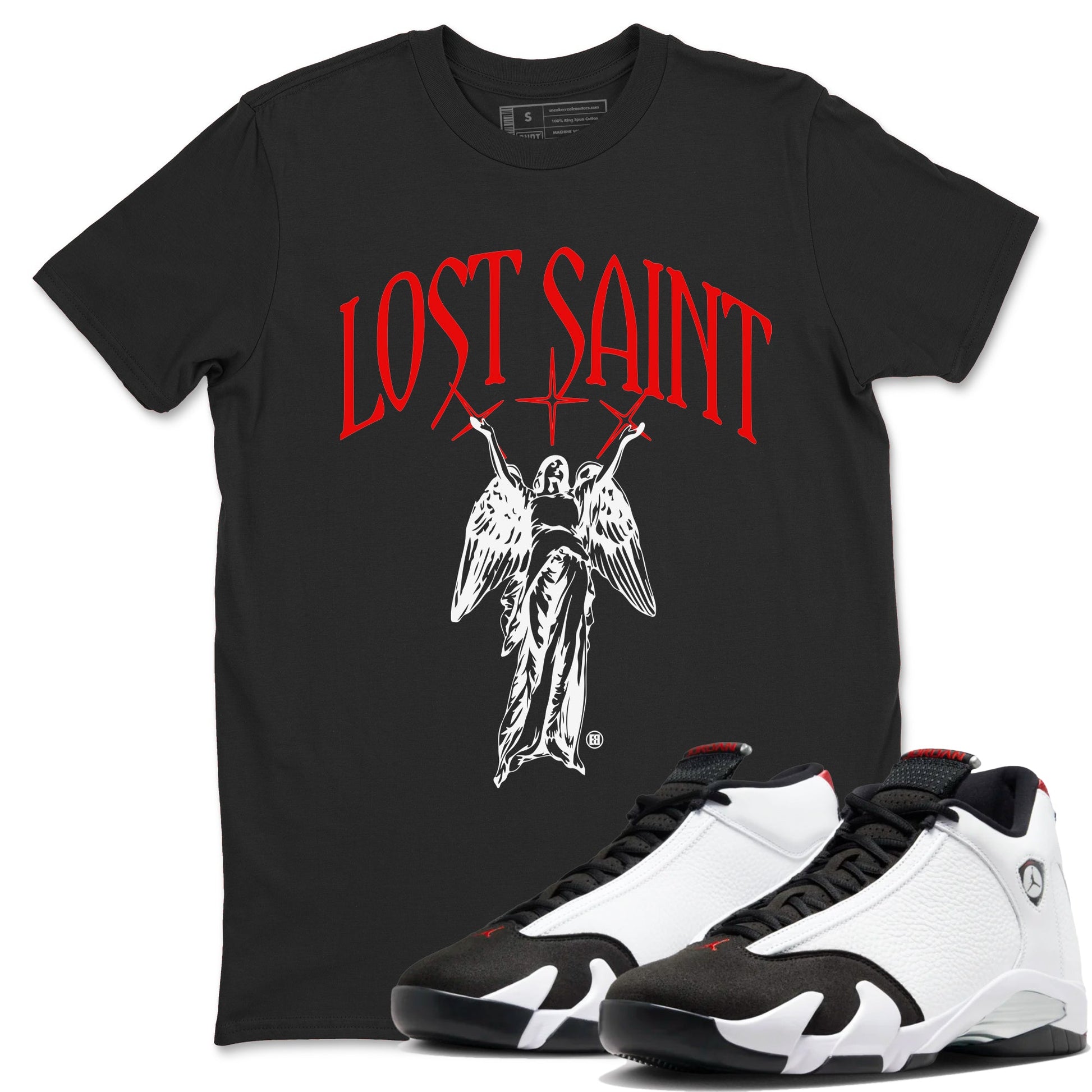 14s Black Toe shirts to match jordans Lost Saint graphic tees Air Jordan 14 Black Toe t shirts to match sneakers SNRT Sneaker Tees unisex cotton Black 1 shirts