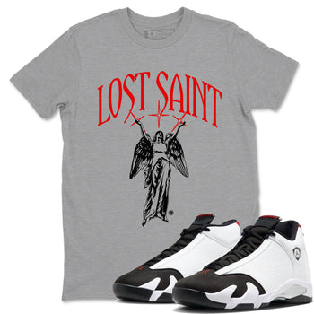 14s Black Toe shirts to match jordans Lost Saint graphic tees Air Jordan 14 Black Toe t shirts to match sneakers SNRT Sneaker Tees unisex cotton Heather Grey 1 shirts