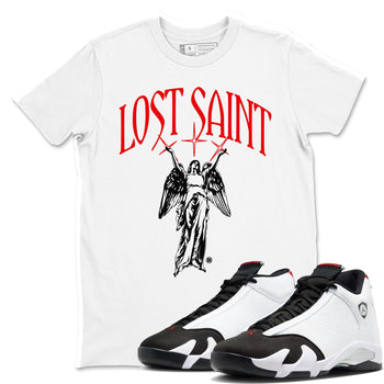 14s Black Toe shirts to match jordans Lost Saint graphic tees Air Jordan 14 Black Toe t shirts to match sneakers SNRT Sneaker Tees unisex cotton White 1 shirts