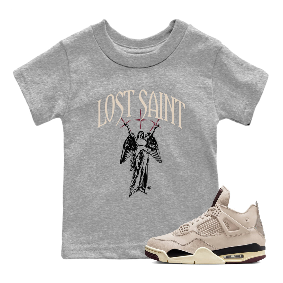 Air Jordan 4 A Ma Maniere x Fossil Stone shirts to match jordans Lost Saint graphic tees Air Jordan 4 A Ma Maniere x Fossil Stone t shirts to match sneakers SNRT Sneaker Tees Youth Baby Heather Grey 1 tee