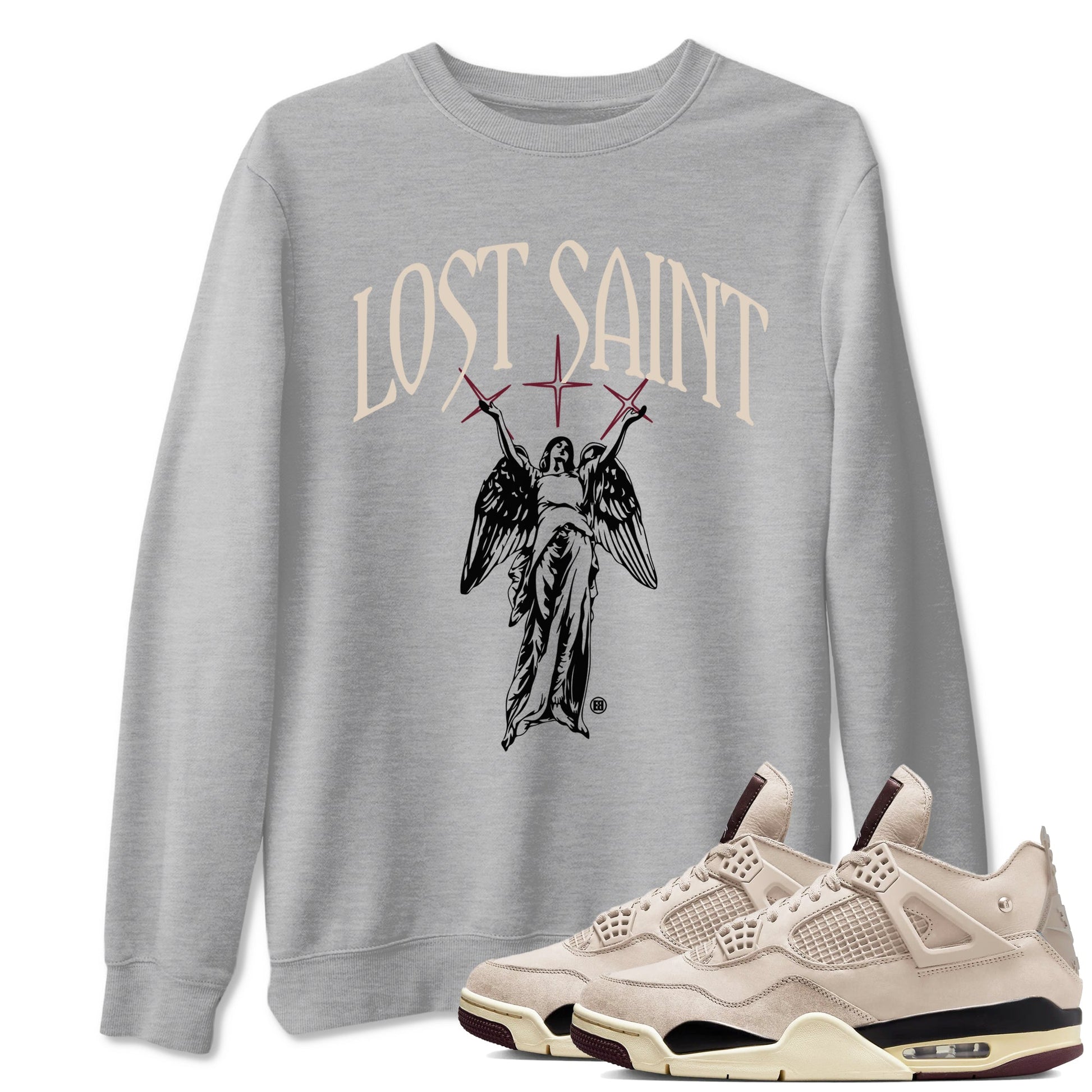 Air Jordan 4 A Ma Maniere x Fossil Stone shirts to match jordans Lost Saint graphic tees Air Jordan 4 A Ma Maniere x Fossil Stone t shirts to match sneakers SNRT Sneaker Tees unisex cotton Heather Grey 1 shirts