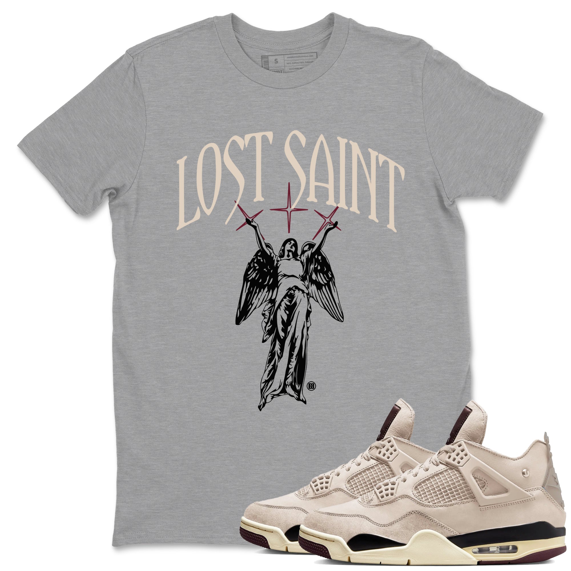 Air Jordan 4 A Ma Maniere x Fossil Stone shirts to match jordans Lost Saint graphic tees Air Jordan 4 A Ma Maniere x Fossil Stone t shirts to match sneakers SNRT Sneaker Tees unisex cotton Heather Grey 1 shirts