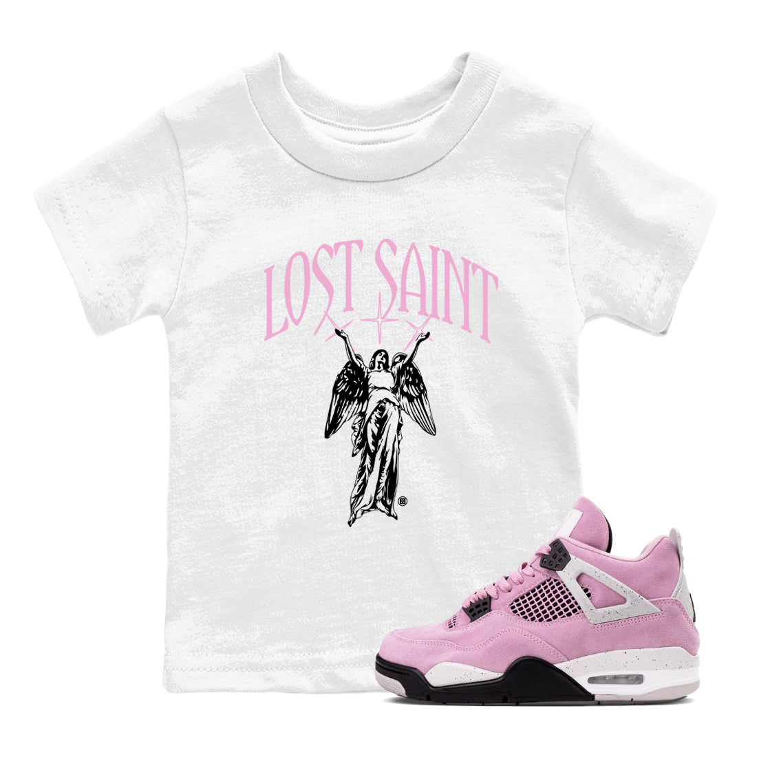 Air Jordan 4 Orchid shirts to match jordans Lost Saint graphic tees 4s Orchid t shirts to match sneakers SNRT Sneaker Tees Youth Baby White 1 tee
