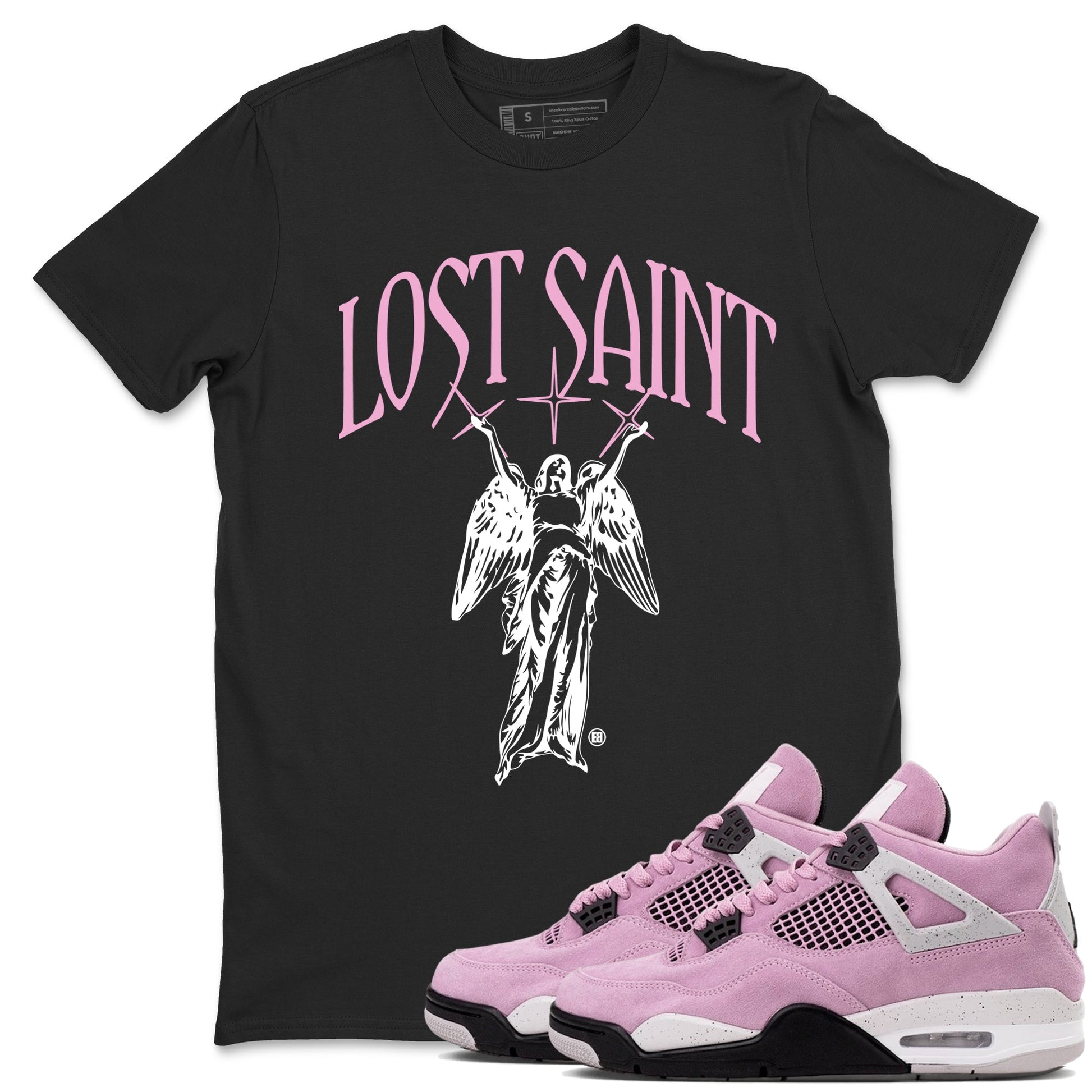 Air Jordan 4 Orchid shirts to match jordans Lost Saint graphic tees 4s Orchid t shirts to match sneakers SNRT Sneaker Tees unisex cotton Black 1 shirts
