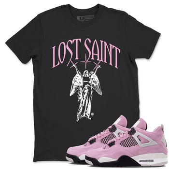 Air Jordan 4 Orchid shirts to match jordans Lost Saint graphic tees 4s Orchid t shirts to match sneakers SNRT Sneaker Tees unisex cotton Black 1 shirts