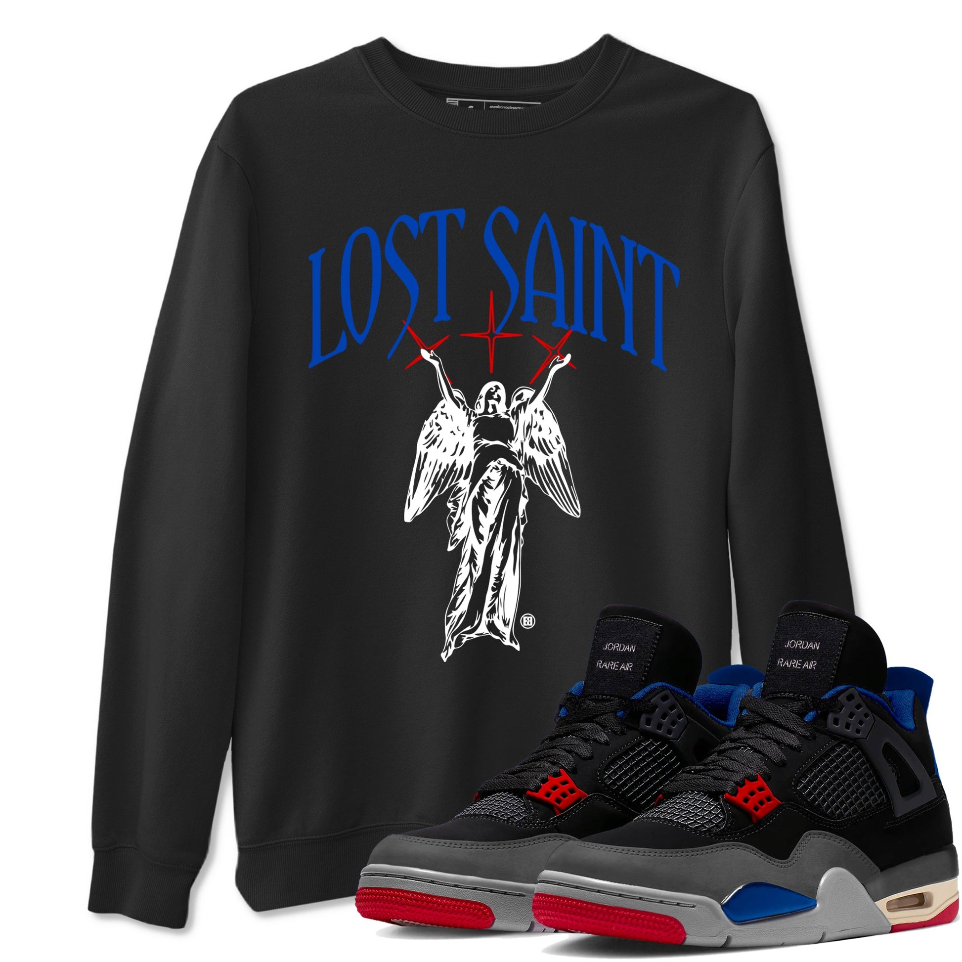 4s Rare Air shirts to match jordans Lost Saint graphic tees Air Jordan 4 Rare Air t shirts to match sneakers SNRT Sneaker Tees unisex cotton Black 1 shirts