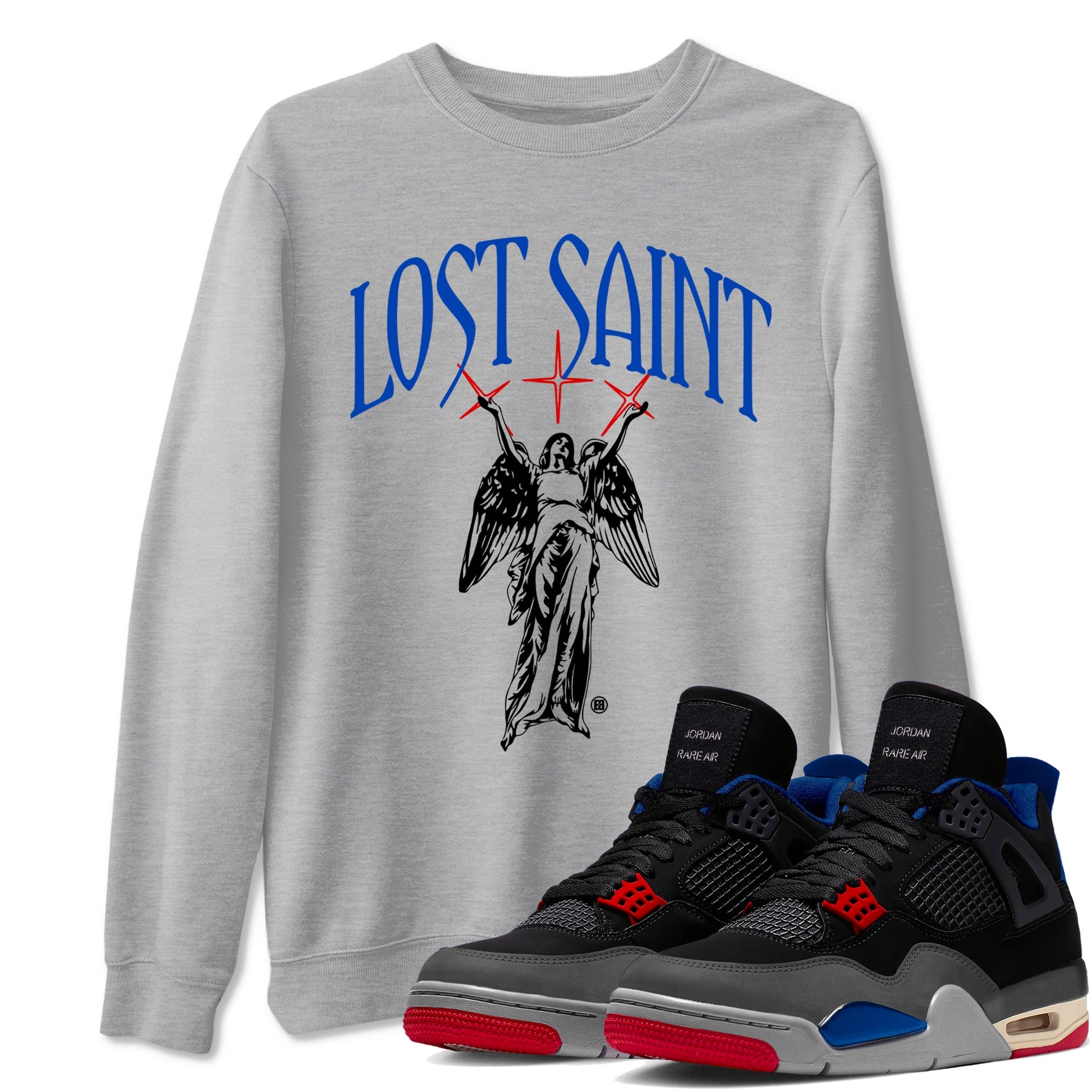 4s Rare Air shirts to match jordans Lost Saint graphic tees Air Jordan 4 Rare Air t shirts to match sneakers SNRT Sneaker Tees unisex cotton Heather Grey 1 shirts