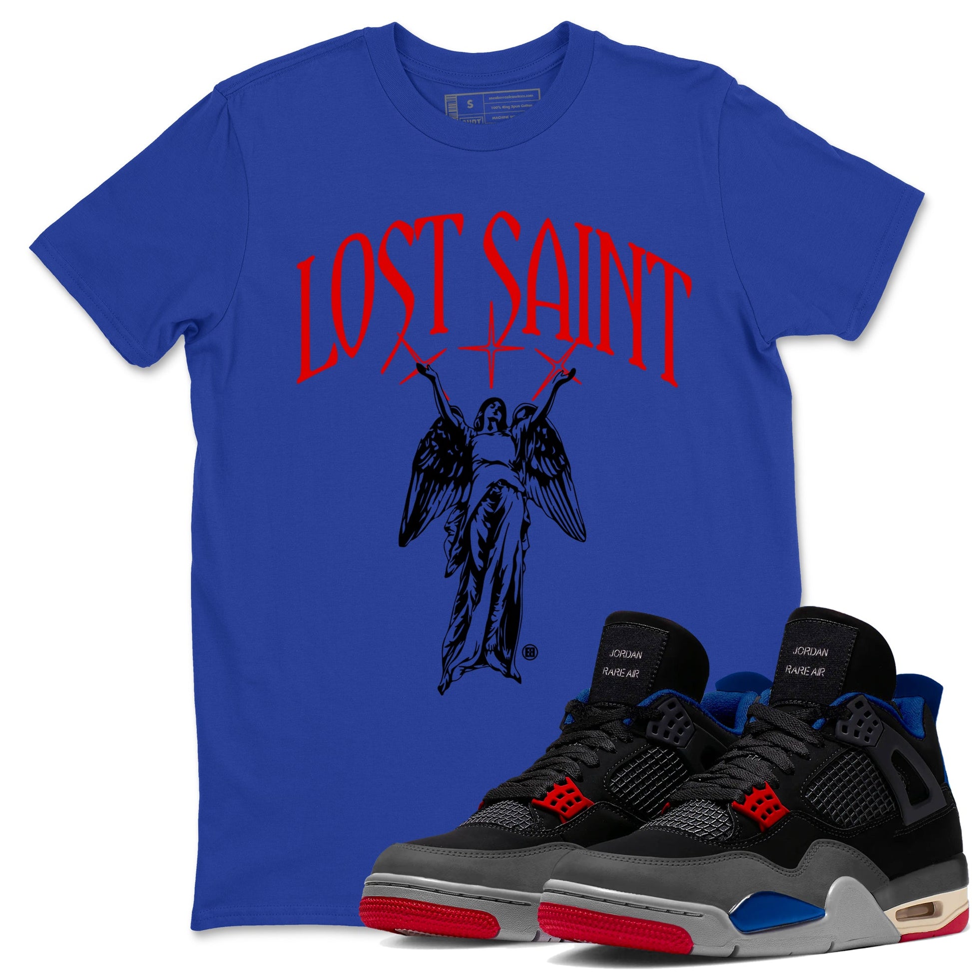 4s Rare Air shirts to match jordans Lost Saint graphic tees Air Jordan 4 Rare Air t shirts to match sneakers SNRT Sneaker Tees unisex cotton Royal Blue 1 shirts
