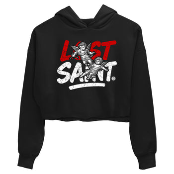 Lost Saint womens crop tee made to vibe with the Air Jordan 4 White Cement sneakers — the perfect match in Black 2.
