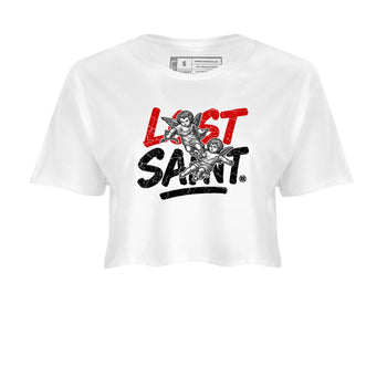 Lost Saint womens crop tee made to vibe with the Air Jordan 4 White Cement sneakers — the perfect match in White 2.
