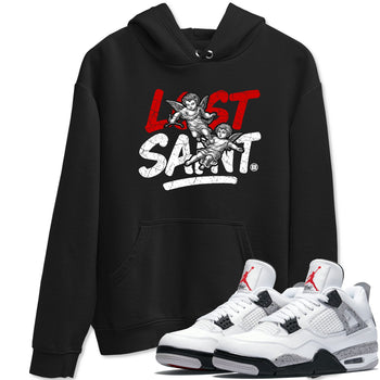 Lost Saint sneaker match t-shirt styled to complete your fit with the Air Jordan 4 White Cement sneakers, shown in Black 1.