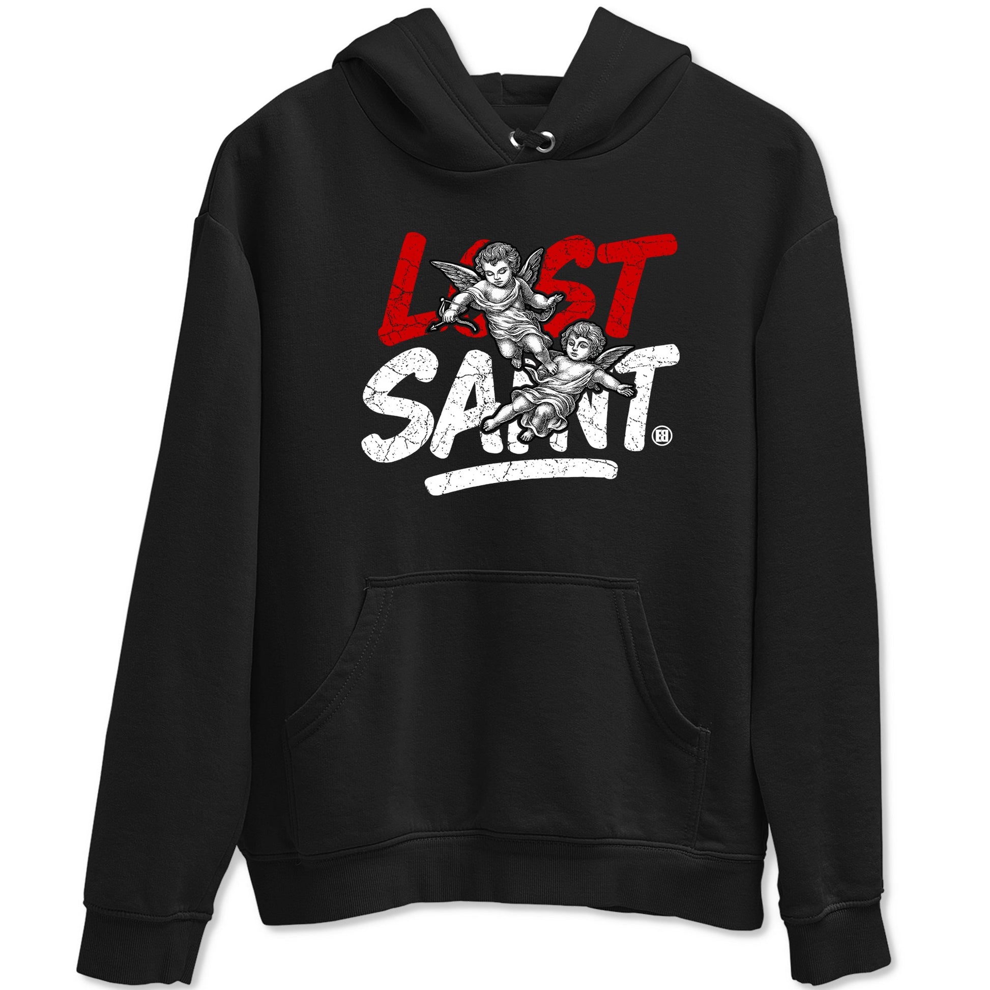 Lost Saint sneaker match t-shirt styled to complete your fit with the Air Jordan 4 White Cement sneakers, shown in Black 2.