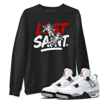 Lost Saint sneaker match t-shirt styled to complete your fit with the Air Jordan 4 White Cement sneakers, shown in Black 1.