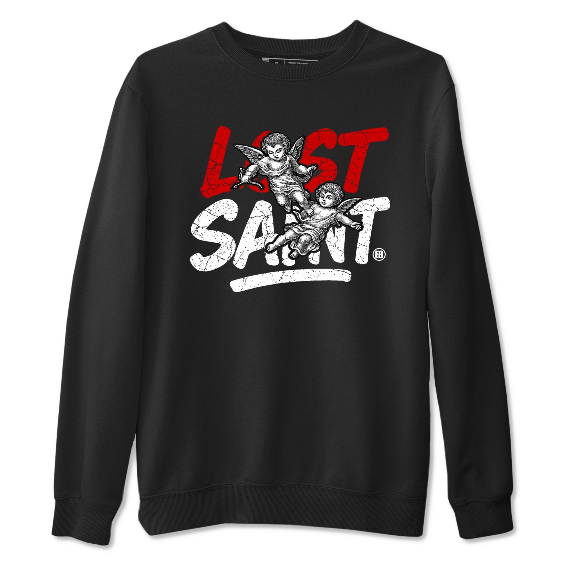 Lost Saint sneaker match t-shirt styled to complete your fit with the Air Jordan 4 White Cement sneakers, shown in Black 2.