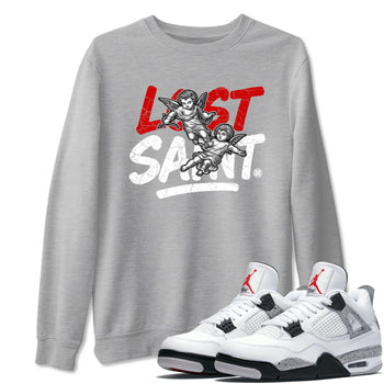 Lost Saint sneaker match t-shirt styled to complete your fit with the Air Jordan 4 White Cement sneakers, shown in Heather Grey 1.