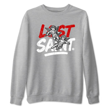 Lost Saint sneaker match t-shirt styled to complete your fit with the Air Jordan 4 White Cement sneakers, shown in Heather Grey 2.