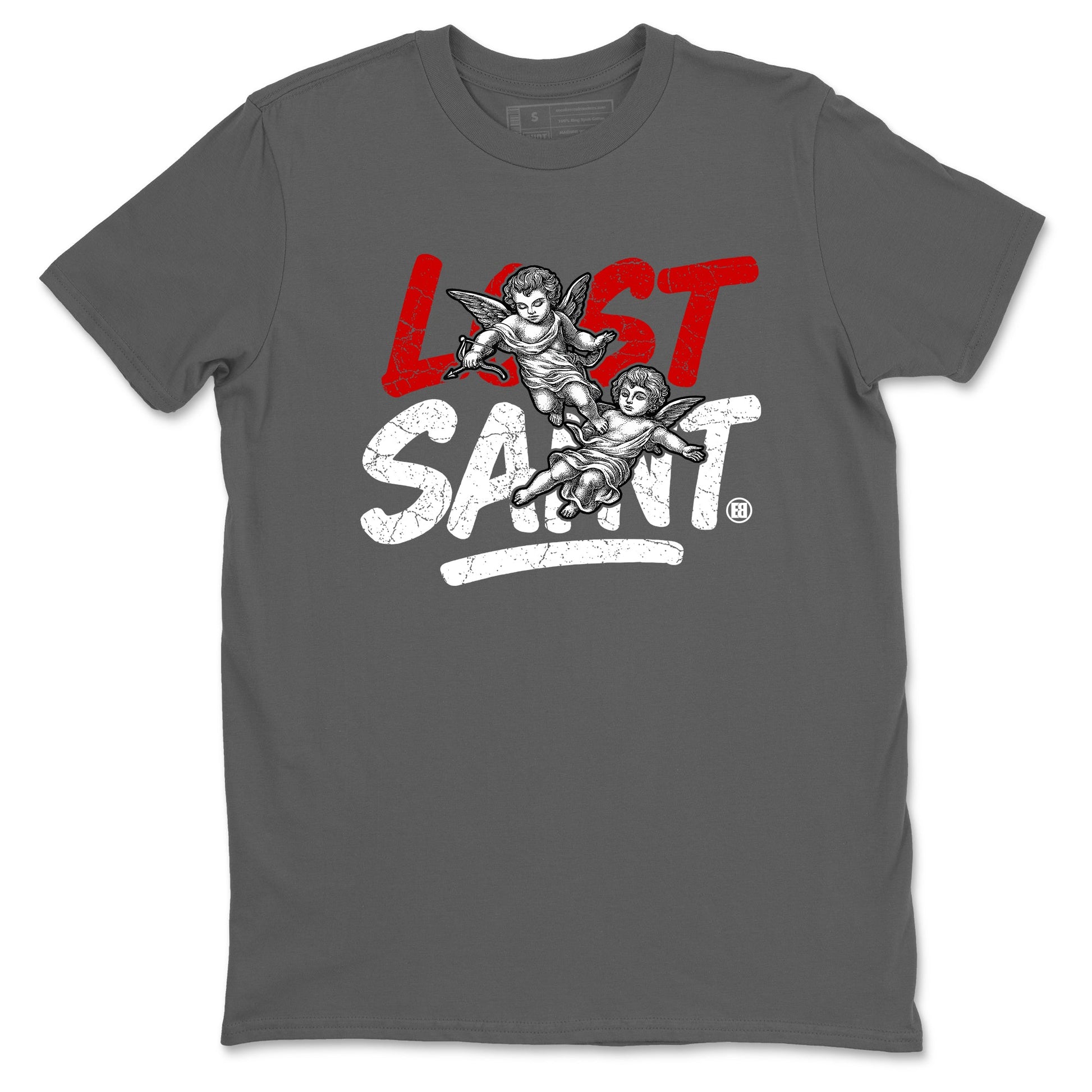 Lost Saint sneaker match t-shirt styled to complete your fit with the Air Jordan 4 White Cement sneakers, shown in Cool Grey 2.