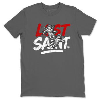 Lost Saint sneaker match t-shirt styled to complete your fit with the Air Jordan 4 White Cement sneakers, shown in Cool Grey 2.