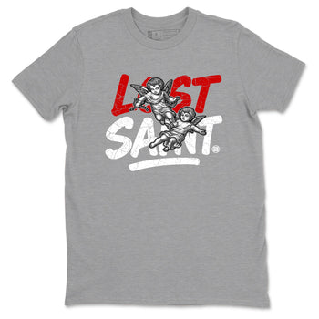 Lost Saint sneaker match t-shirt styled to complete your fit with the Air Jordan 4 White Cement sneakers, shown in Heather Grey 2.