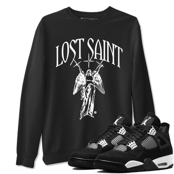 4s White Thunder shirts to match jordans Lost Saint graphic tees Air Jordan 4 White Thunder t shirts to match sneakers SNRT Sneaker Tees unisex cotton Black 1 shirts