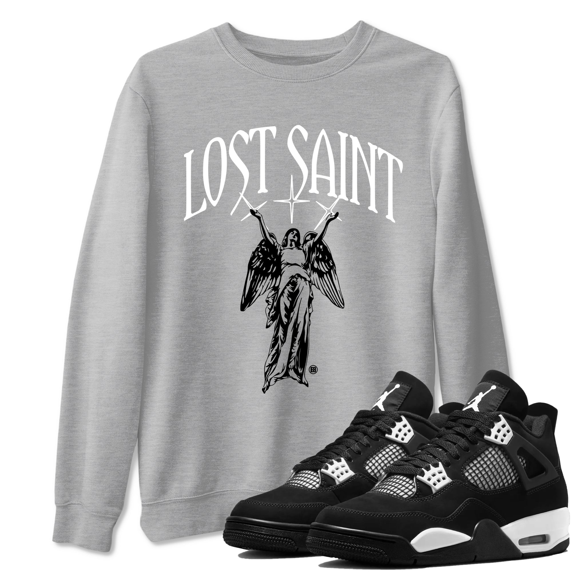 4s White Thunder shirts to match jordans Lost Saint graphic tees Air Jordan 4 White Thunder t shirts to match sneakers SNRT Sneaker Tees unisex cotton Heather Grey 1 shirts