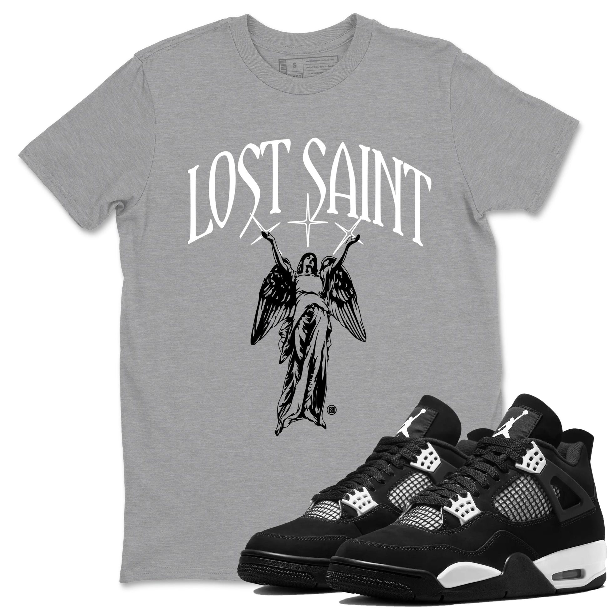 4s White Thunder shirts to match jordans Lost Saint graphic tees Air Jordan 4 White Thunder t shirts to match sneakers SNRT Sneaker Tees unisex cotton Heather Grey 1 shirts