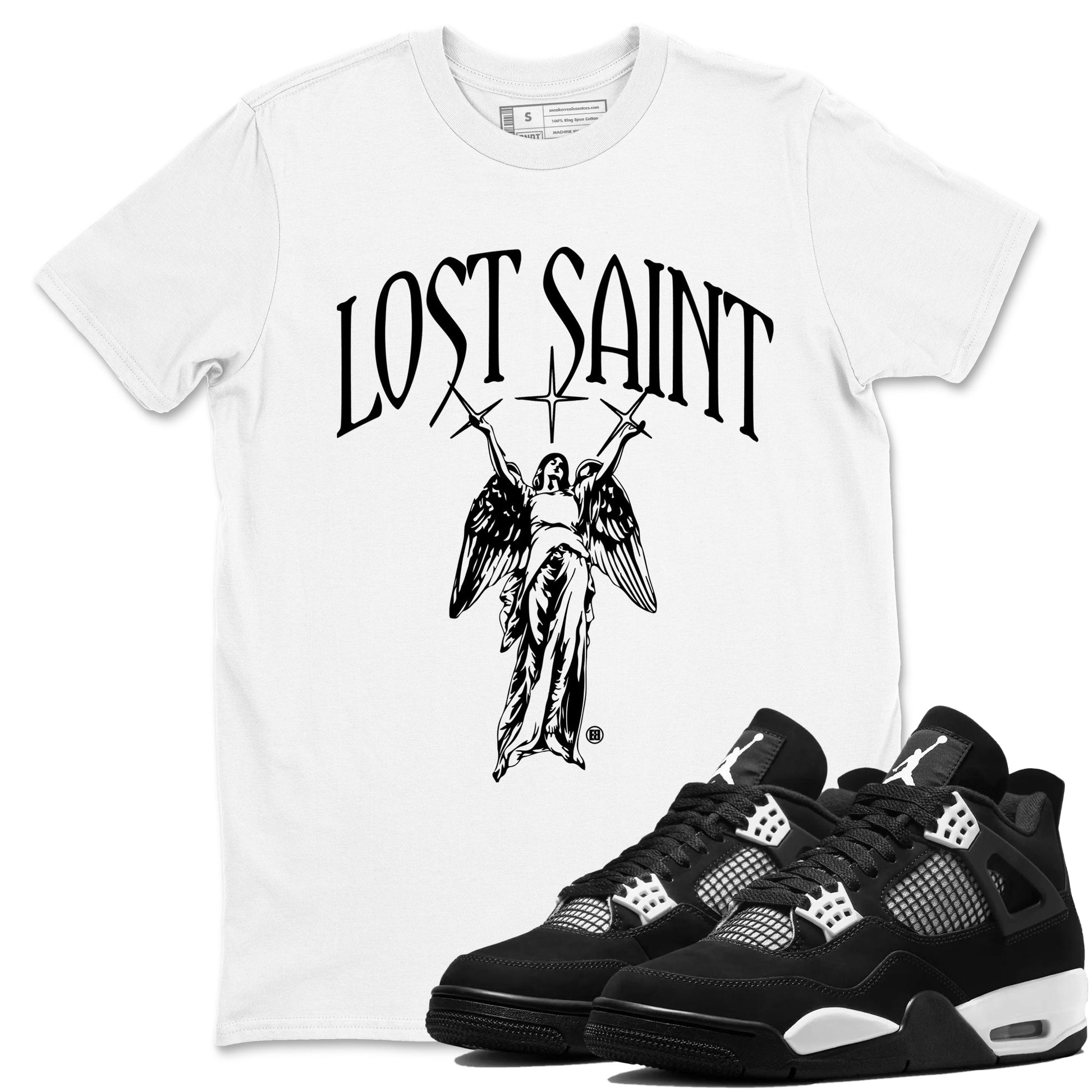 4s White Thunder shirts to match jordans Lost Saint graphic tees Air Jordan 4 White Thunder t shirts to match sneakers SNRT Sneaker Tees unisex cotton White 1 shirts