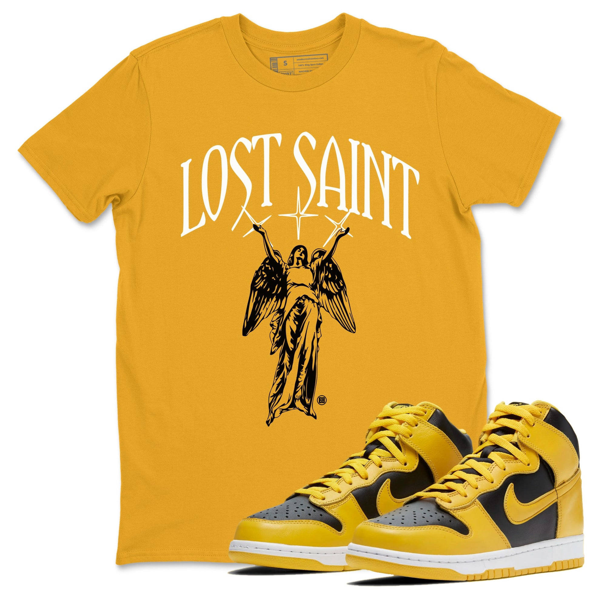 Dunk Pollen shirts to match jordans Lost Saint graphic tees Dunk High Pollen t shirts to match sneakers SNRT Sneaker Tees unisex cotton Gold 1 shirts