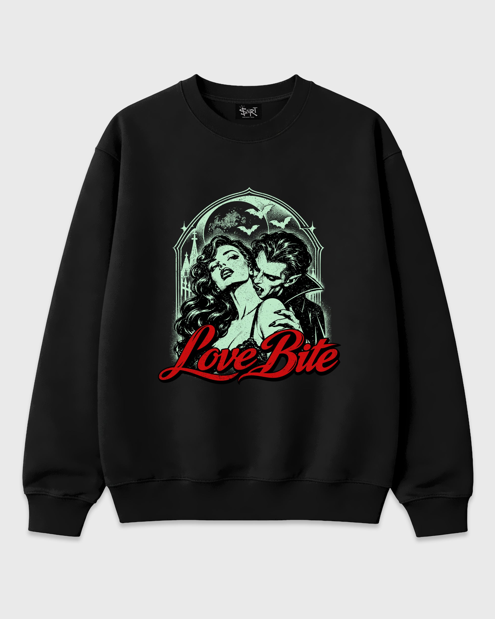 Love Bite Graphic T-Shirt featuring original streetwear artwork designed to match the Air Jordan 5 Halloween. Black 2 Graphic Tee.
