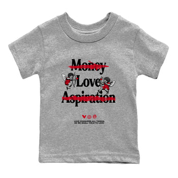 1s '85 Bred shirts to match jordans Love Conquers All Things best t shirts to wear with jordans Air Jordan 1 Retro HIgh OG '85 Bred match shoes to clothes SNRT Sneaker Tees Youth Baby Heather Grey 2 tee