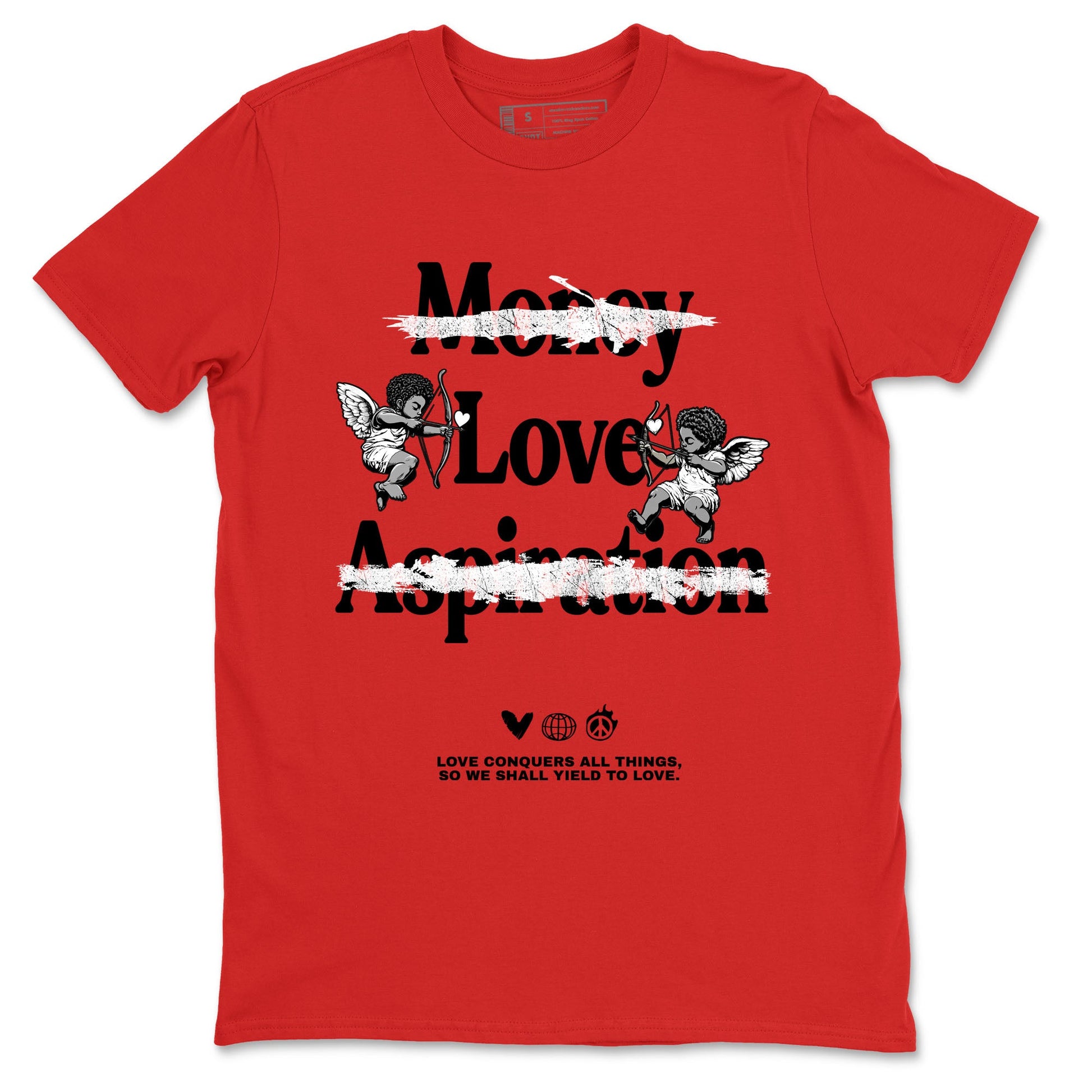 1s '85 Bred shirts to match jordans Love Conquers All Things best t shirts to wear with jordans Air Jordan 1 Retro HIgh OG '85 Bred match shoes to clothes SNRT Sneaker Tees unisex cotton Red 2 shirts