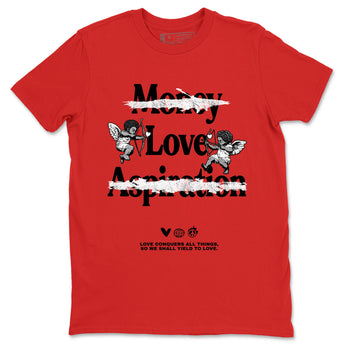 1s '85 Bred shirts to match jordans Love Conquers All Things best t shirts to wear with jordans Air Jordan 1 Retro HIgh OG '85 Bred match shoes to clothes SNRT Sneaker Tees unisex cotton Red 2 shirts