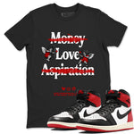 Air Jordan 1 High OG Black Toe shirts to match jordans Love Conquers All Things best t shirts to wear with jordans Air Jordan 1 Black Toe Reimgained match shoes to clothes SNRT Sneaker Tees unisex cotton Black 1 shirts