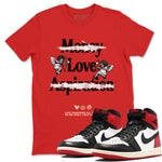 Air Jordan 1 High OG Black Toe shirts to match jordans Love Conquers All Things best t shirts to wear with jordans Air Jordan 1 Black Toe Reimgained match shoes to clothes SNRT Sneaker Tees unisex cotton Red 1 shirts