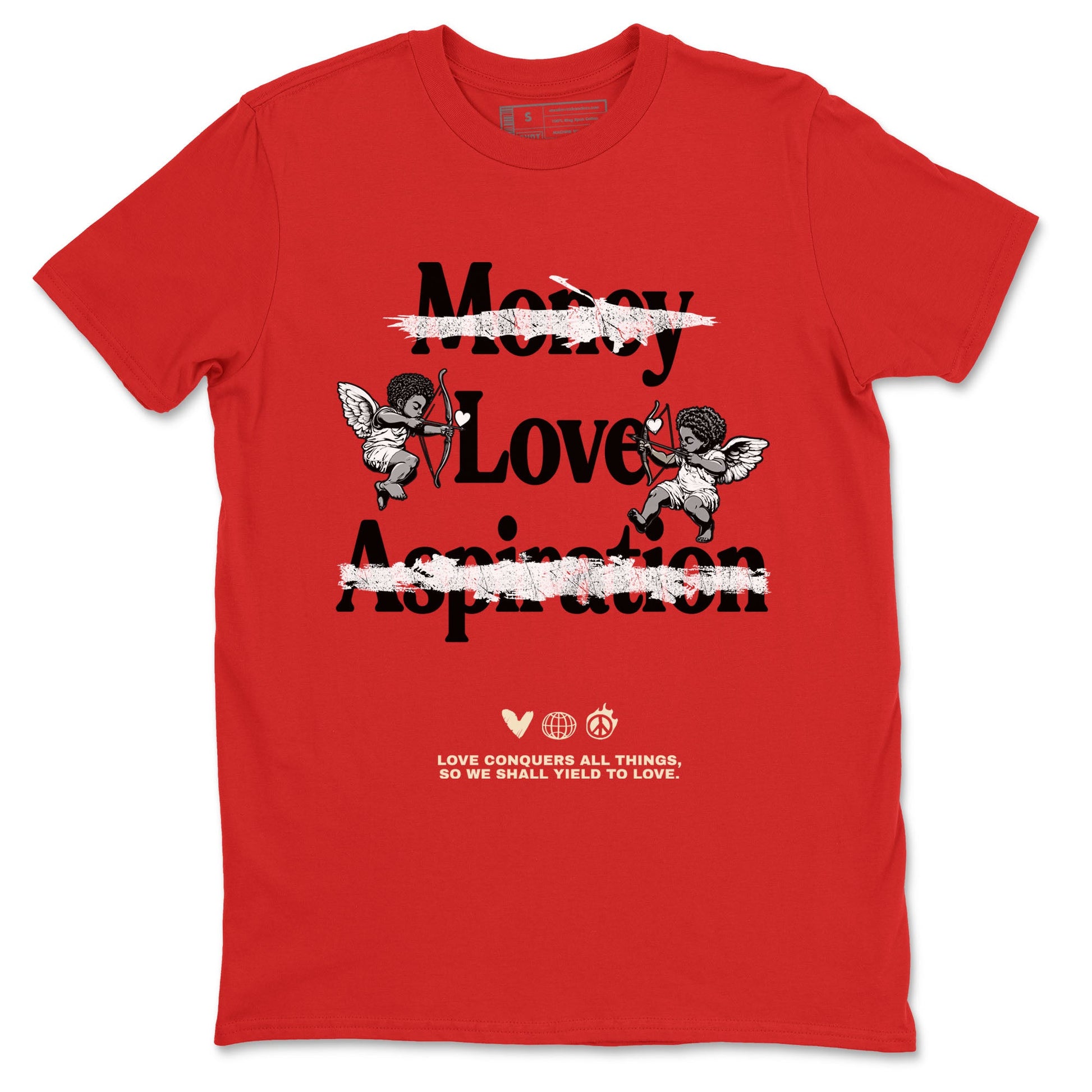 Air Jordan 1 High OG Black Toe shirts to match jordans Love Conquers All Things best t shirts to wear with jordans Air Jordan 1 Black Toe Reimgained match shoes to clothes SNRT Sneaker Tees unisex cotton Red 2 shirts