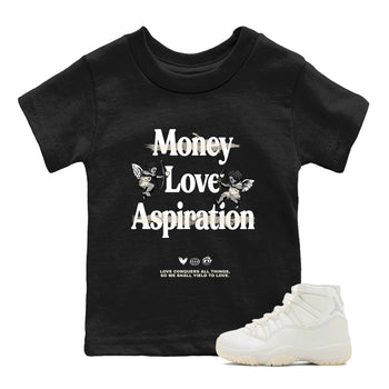 11s Pearl Sneaker match tees – Sneaker Tees To Match Jordan 11 Pearl Sneakers – Love Conquers All Things Kids Graphic T-Shirt Black 1