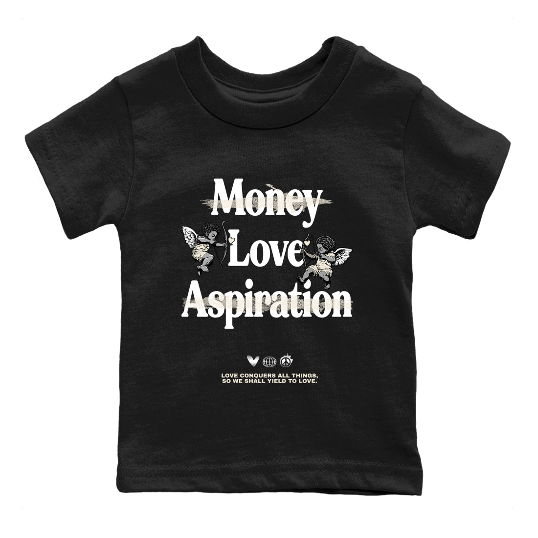 11s Pearl Sneaker match tees – Sneaker Tees To Match Jordan 11 Pearl Sneakers – Love Conquers All Things Kids Graphic T-Shirt Black 2