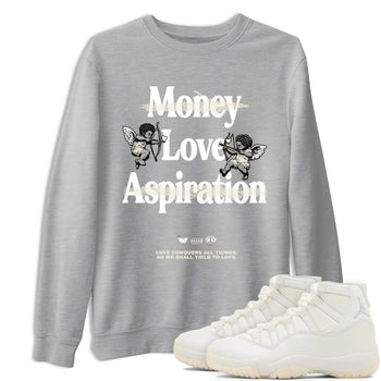 11s Pearl Sneaker match tees – Sneaker Tees To Match Jordan 11 Pearl Sneakers – Love Conquers All Things Graphic Tee Heather Grey 1