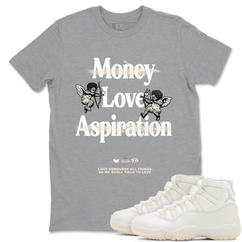11s Pearl Sneaker match tees – Sneaker Tees To Match Jordan 11 Pearl Sneakers – Love Conquers All Things Graphic Tee Heather Grey 1