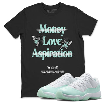 Love Conquers All Things sneaker match t-shirt styled to complete your fit with the Air Jordan 11 Igloo sneakers, shown in Black 1.