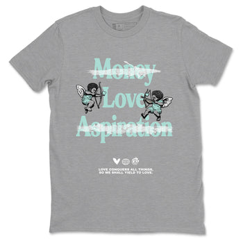 Love Conquers All Things sneaker match t-shirt styled to complete your fit with the Air Jordan 11 Igloo sneakers, shown in Heather Grey 2.