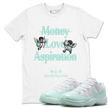 Love Conquers All Things sneaker match t-shirt styled to complete your fit with the Air Jordan 11 Igloo sneakers, shown in White 1.