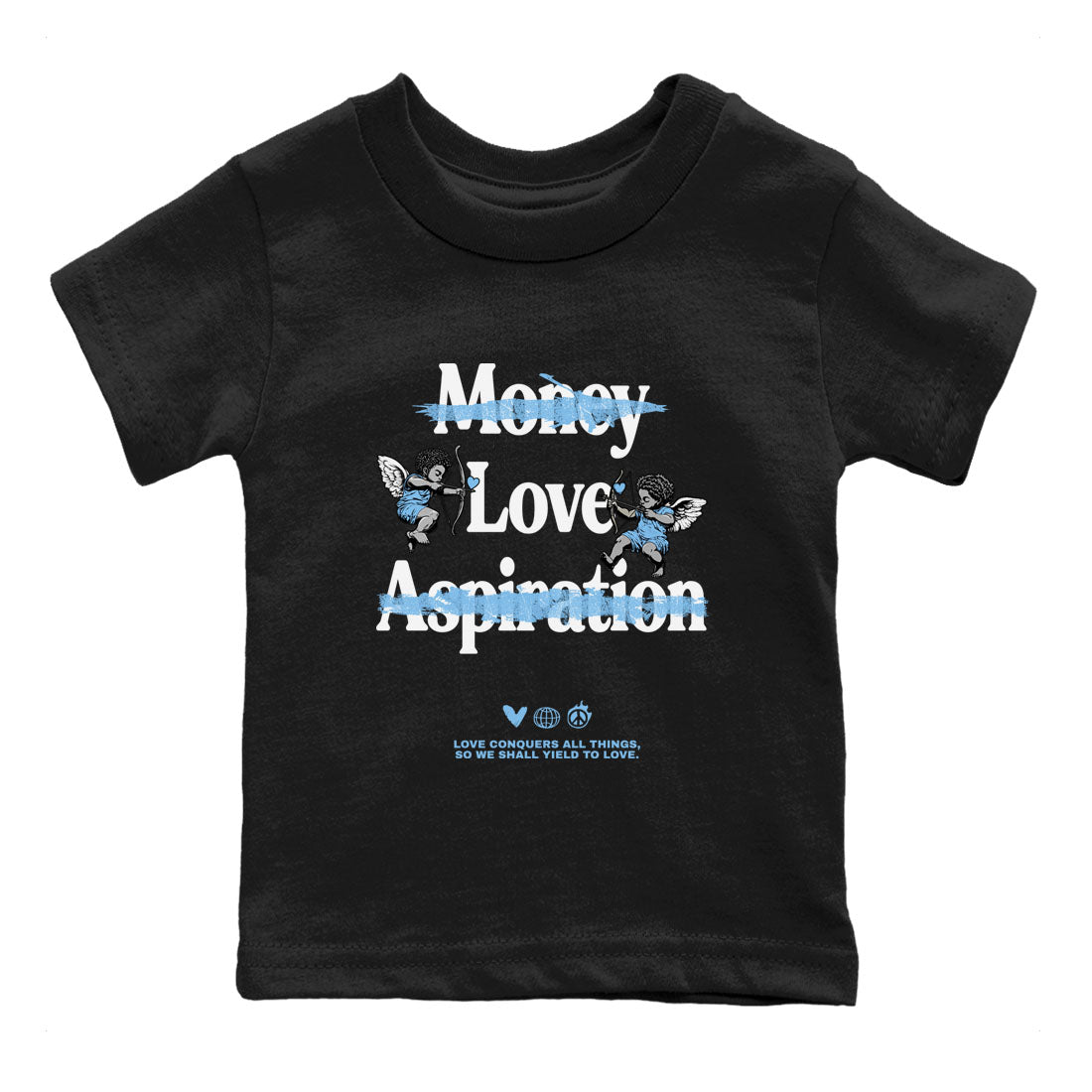 11s Legend Blue shirts to match jordans Love Conquers All Things best t shirts to wear with jordans Air Jordan 11 Retro Legend Blue match shoes to clothes SNRT Sneaker Tees Youth Baby Black 2 tee
