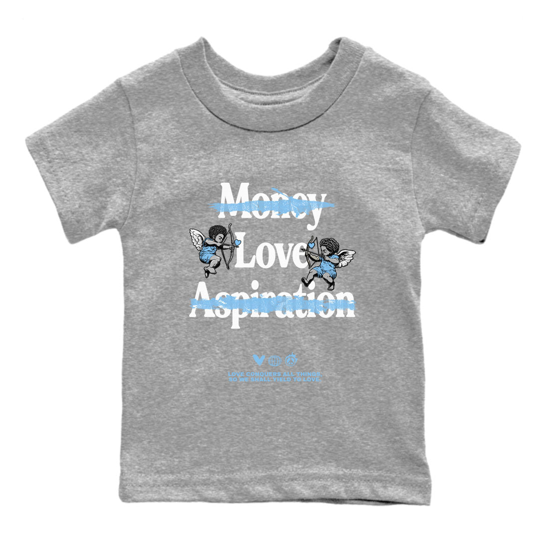 11s Legend Blue shirts to match jordans Love Conquers All Things best t shirts to wear with jordans Air Jordan 11 Retro Legend Blue match shoes to clothes SNRT Sneaker Tees Youth Baby Heather Grey 2 tee
