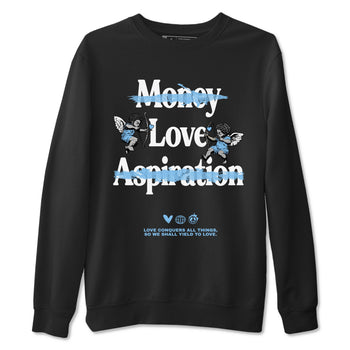 11s Legend Blue shirts to match jordans Love Conquers All Things best t shirts to wear with jordans Air Jordan 11 Retro Legend Blue match shoes to clothes SNRT Sneaker Tees unisex cotton Black 2 shirts